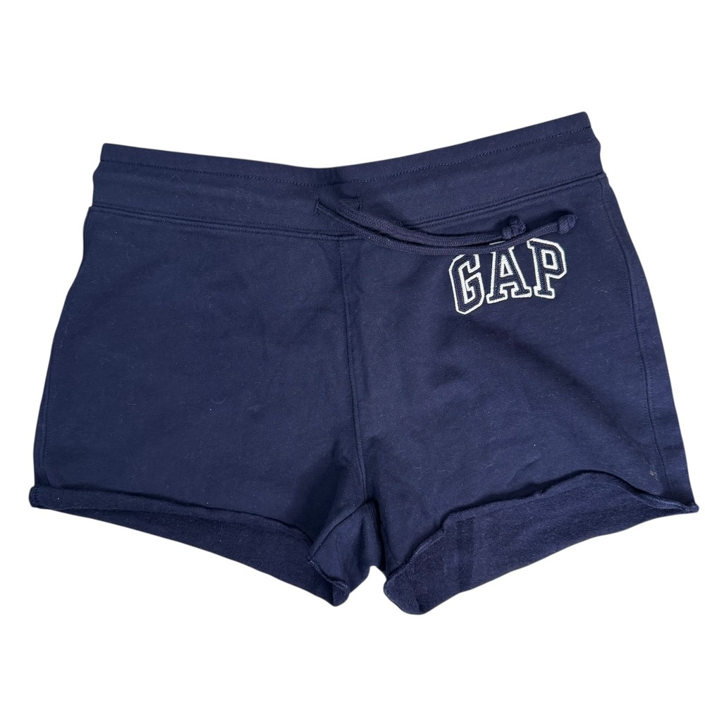 Gap Womens Fleece Logo Shorts Navy Blue XS Drawstring Athletic Casual Lounge